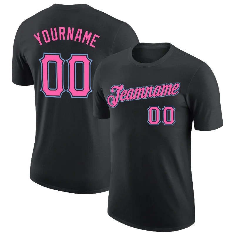 One Size Black Pink-Light Blue Performance T-Shirt