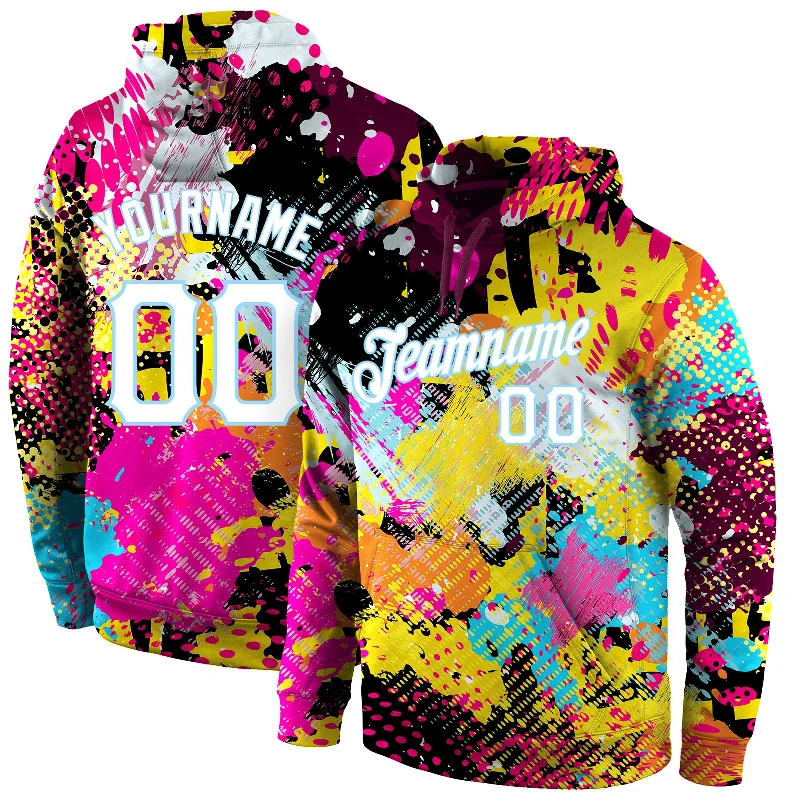 One Size Stitched Graffiti Bright Psychedelic Pattern White-Light Blue 3D Sports Pullover Sweatshirt Hoodie