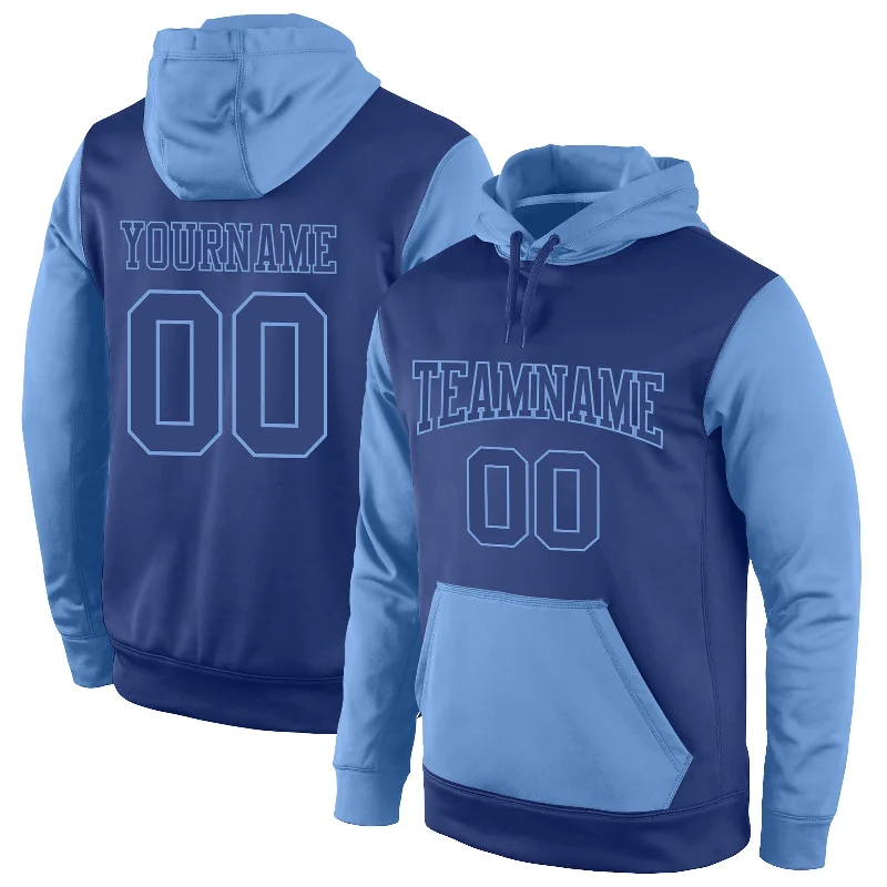 One Size Stitched Royal Royal-Light Blue Sports Pullover Sweatshirt Hoodie