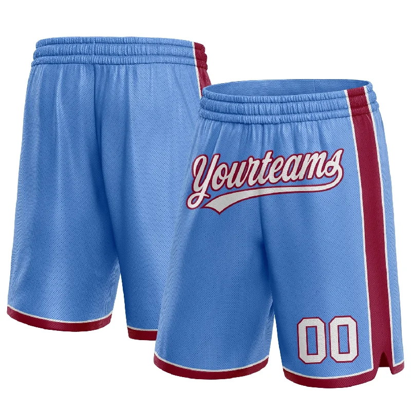 One Size Light Blue White-Maroon Authentic Basketball Shorts