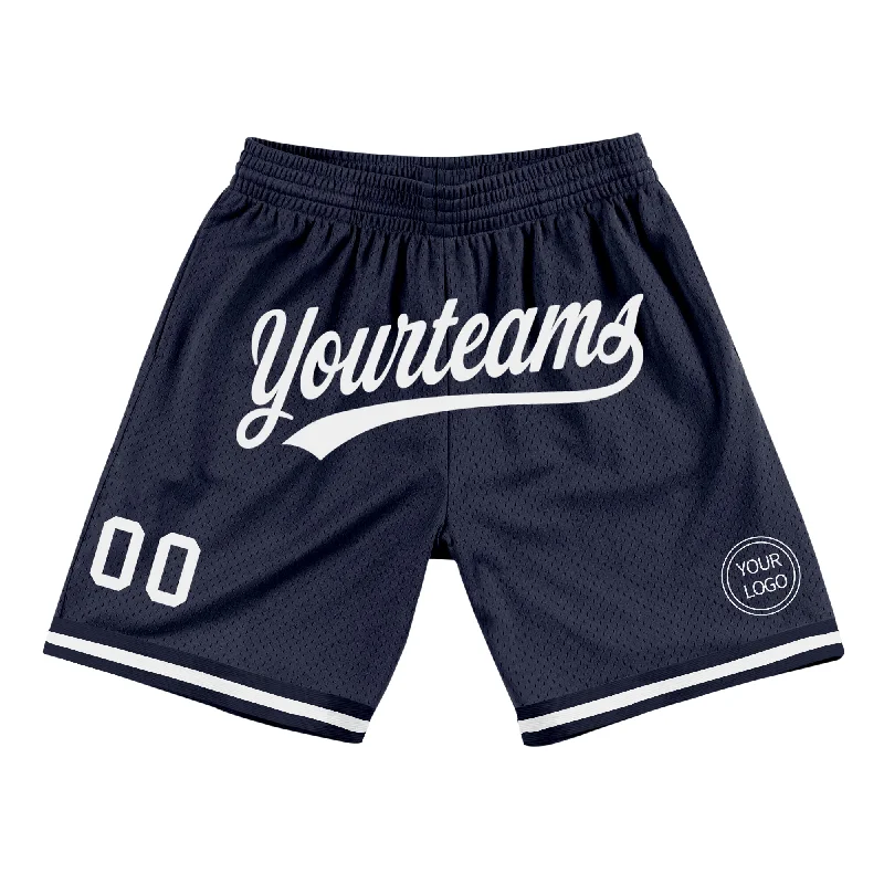 One Size Navy White Authentic Throwback Basketball Shorts