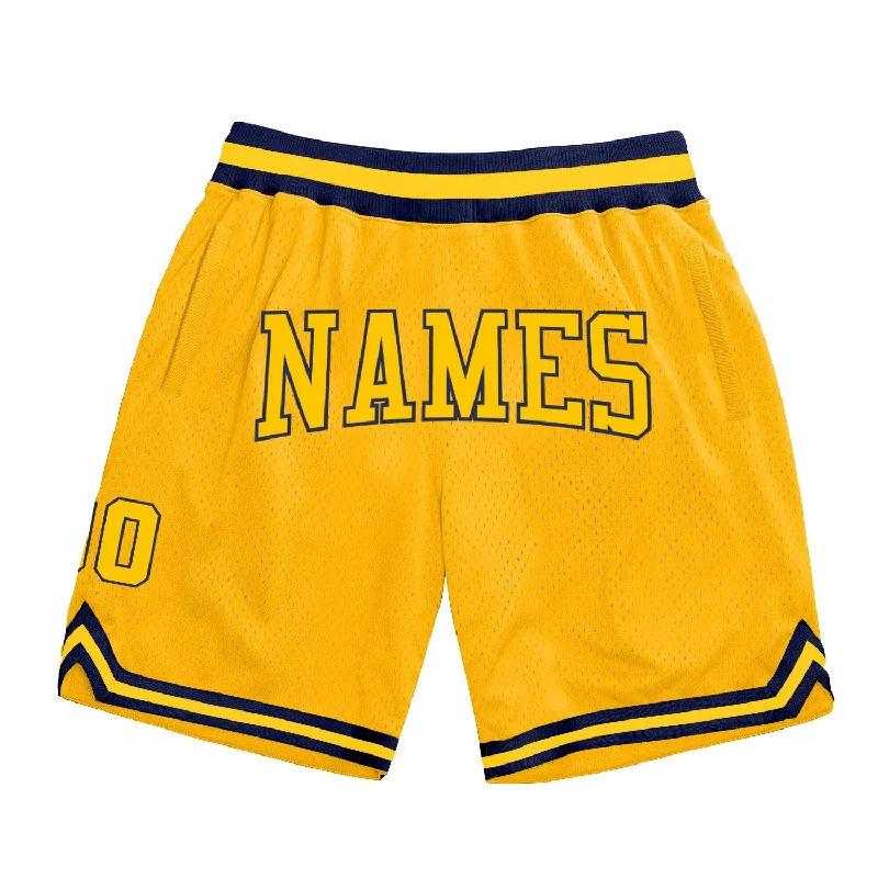 One Size Gold Gold-Navy Authentic Throwback Basketball Shorts