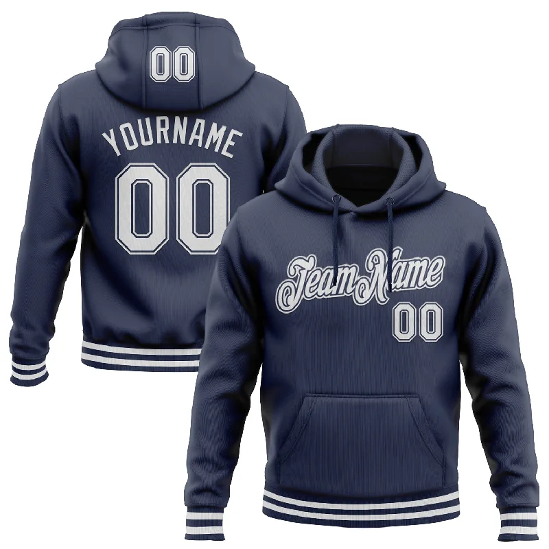 One Size Stitched Navy White Sports Pullover Sweatshirt Hoodie