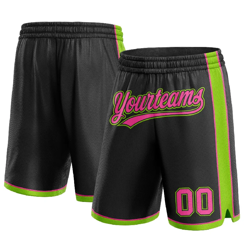 One Size Black Pink-Neon Green Authentic Basketball Shorts