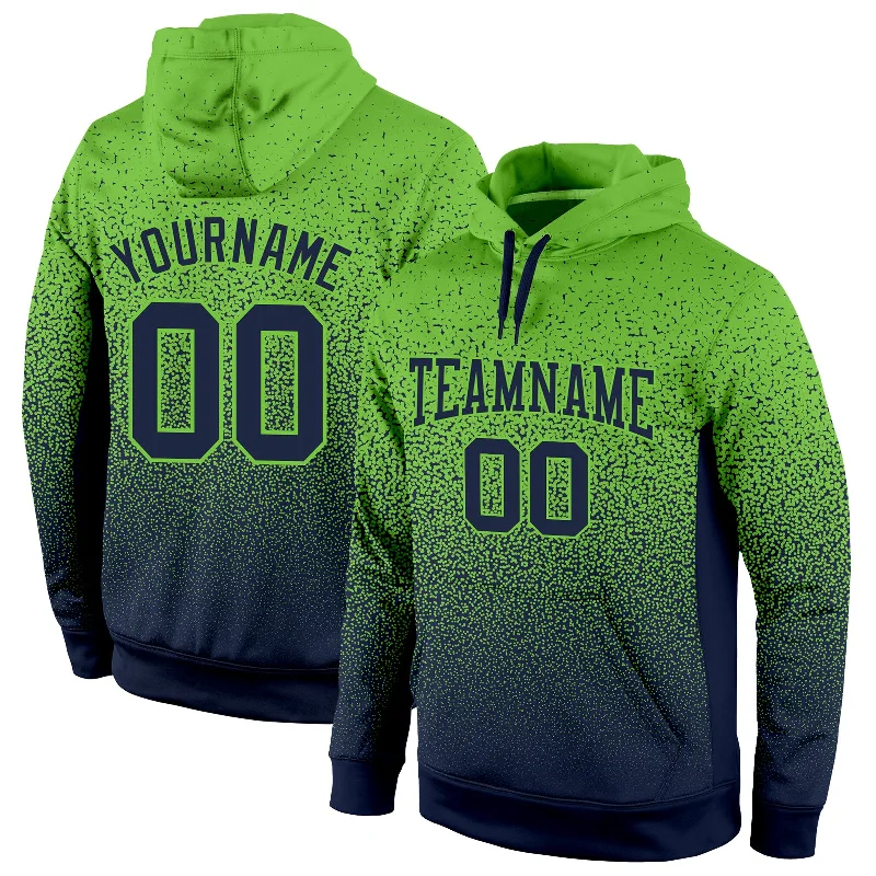 One Size Stitched Neon Green Navy Fade Fashion Sports Pullover Sweatshirt Hoodie