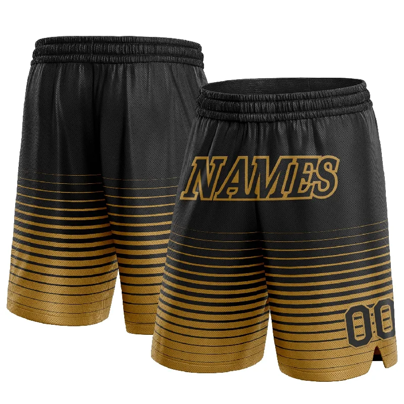 One Size Black Old Gold Pinstripe Fade Fashion Authentic Basketball Shorts