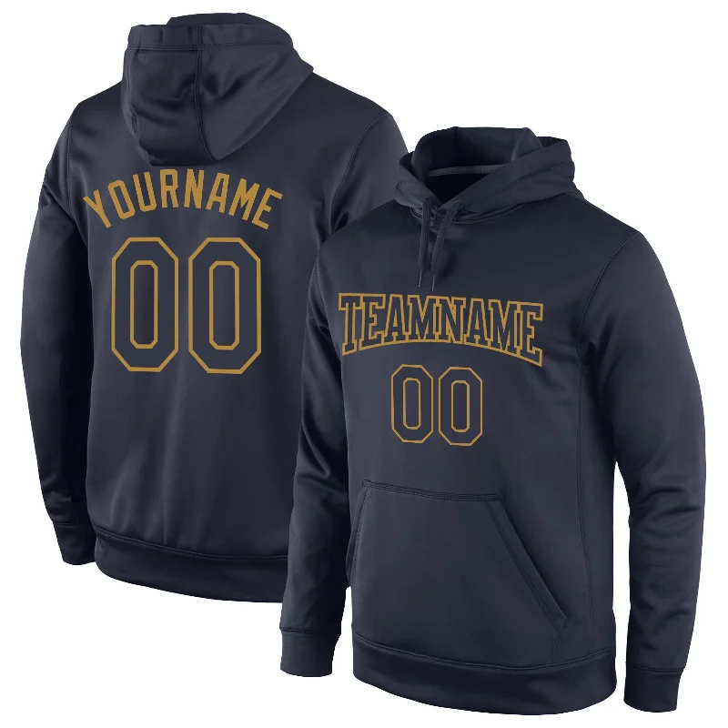 One Size Stitched Navy Navy-Old Gold Sports Pullover Sweatshirt Hoodie