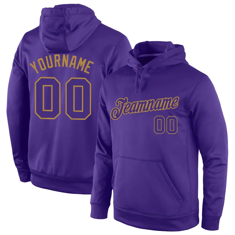 One Size Stitched Purple Purple-Old Gold Sports Pullover Sweatshirt Hoodie