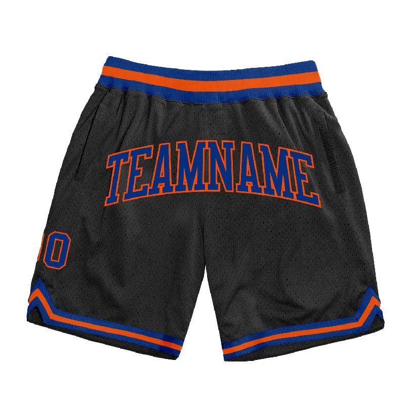 One Size Black Royal-Orange Authentic Throwback Basketball Shorts