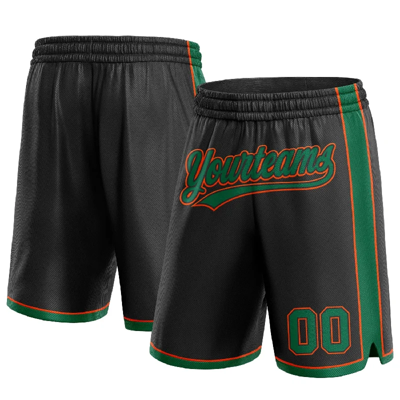 One Size Black Kelly Green-Orange Authentic Basketball Shorts