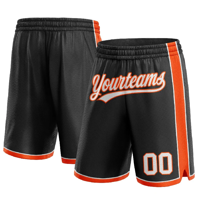 One Size Black White-Orange Authentic Basketball Shorts