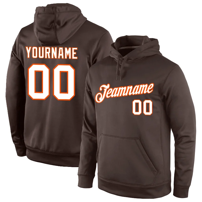 One Size Stitched Brown White-Orange Sports Pullover Sweatshirt Hoodie