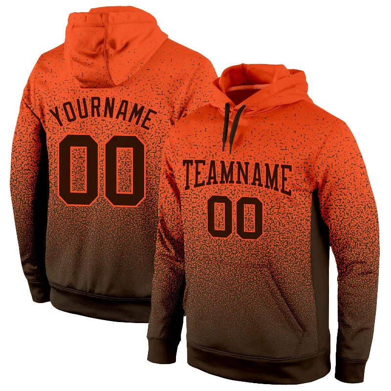 One Size Stitched Orange Brown Fade Fashion Sports Pullover Sweatshirt Hoodie