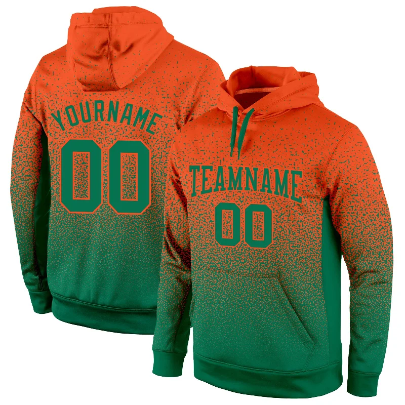 One Size Stitched Orange Kelly Green Fade Fashion Sports Pullover Sweatshirt Hoodie