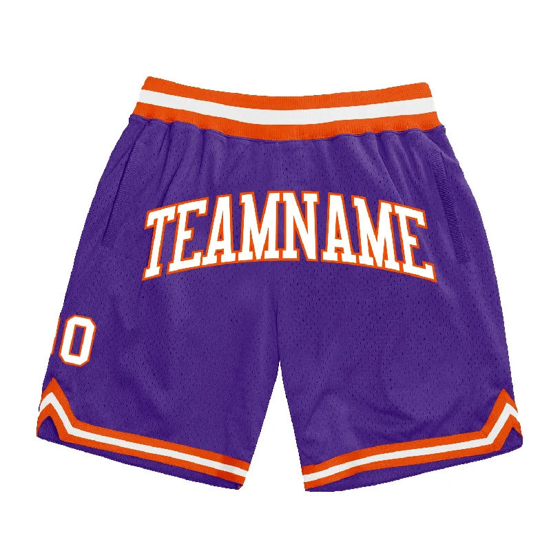 One Size Purple White-Orange Authentic Throwback Basketball Shorts