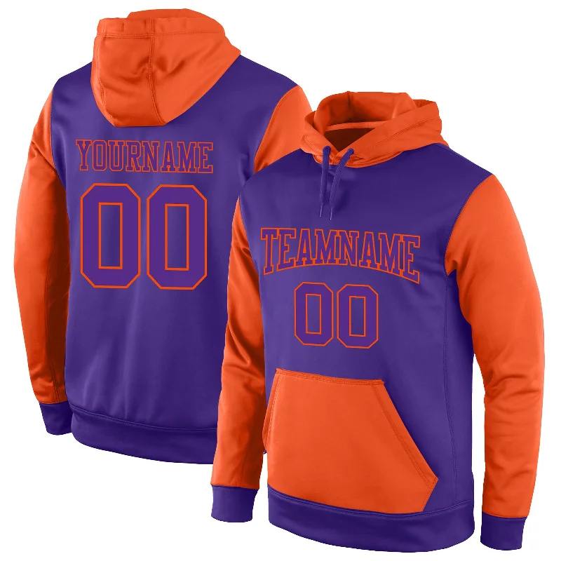 One Size Stitched Purple Purple-Orange Sports Pullover Sweatshirt Hoodie