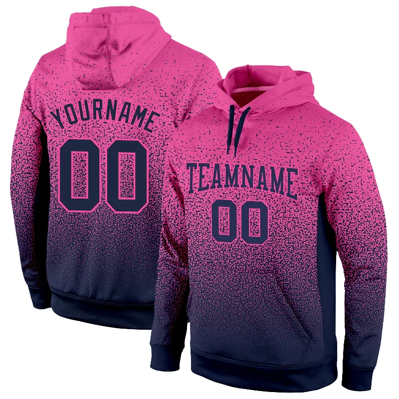 One Size Stitched Pink Navy Fade Fashion Sports Pullover Sweatshirt Hoodie