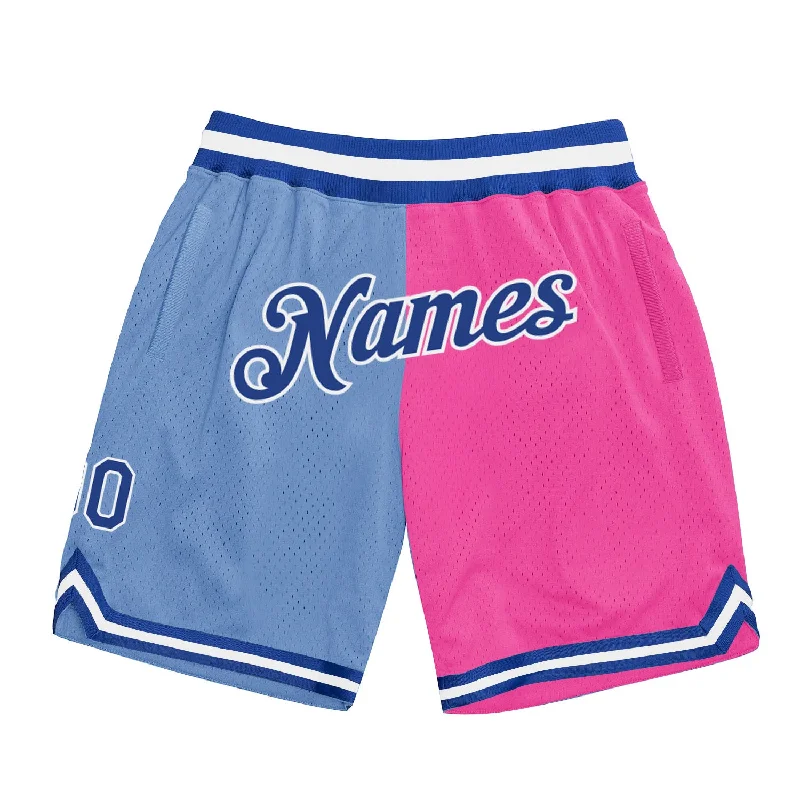 One Size Light Blue Royal-Pink Authentic Throwback Split Fashion Basketball Shorts