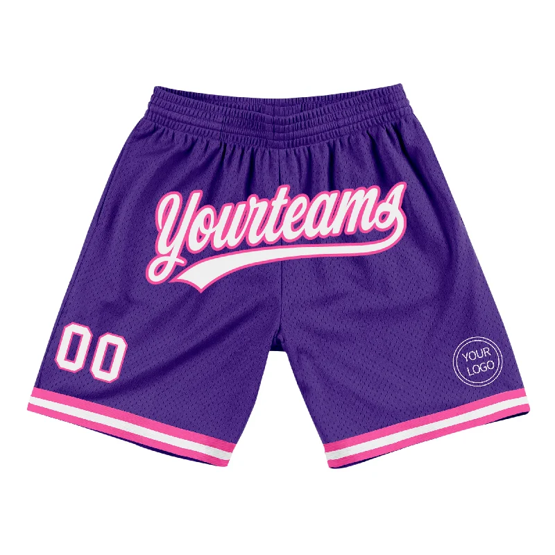 One Size Purple White-Pink Authentic Throwback Basketball Shorts