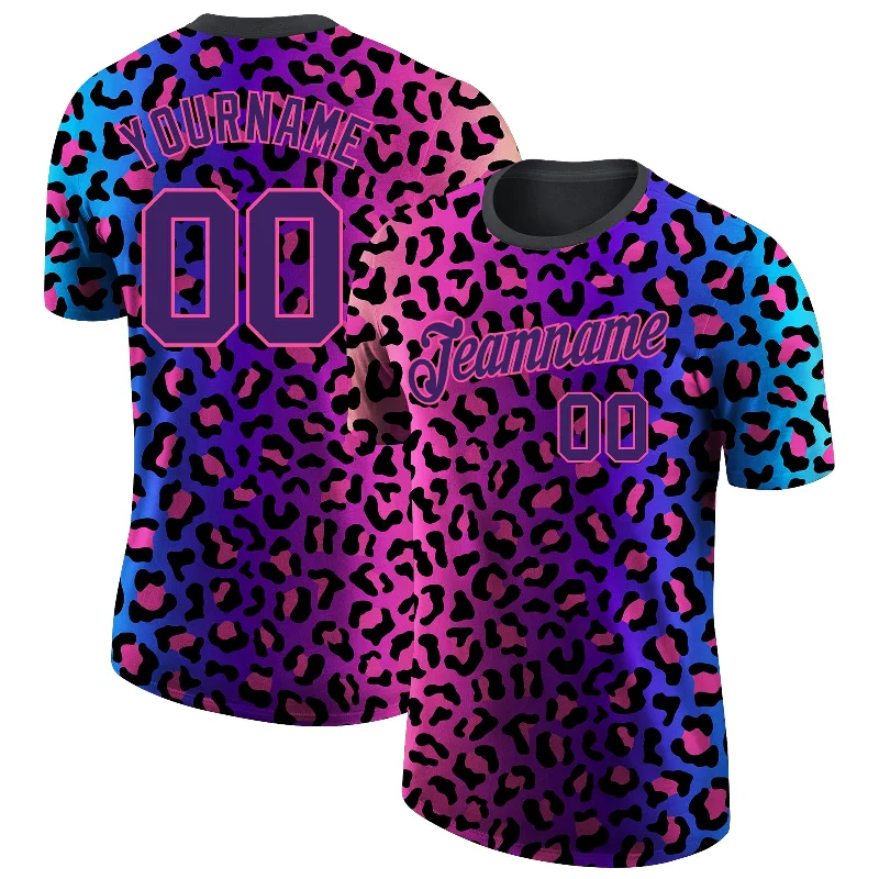 One Size 3D Pattern Design Leopard Performance T-Shirt