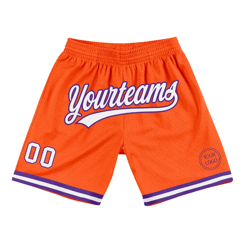 One Size Orange White-Purple Authentic Throwback Basketball Shorts