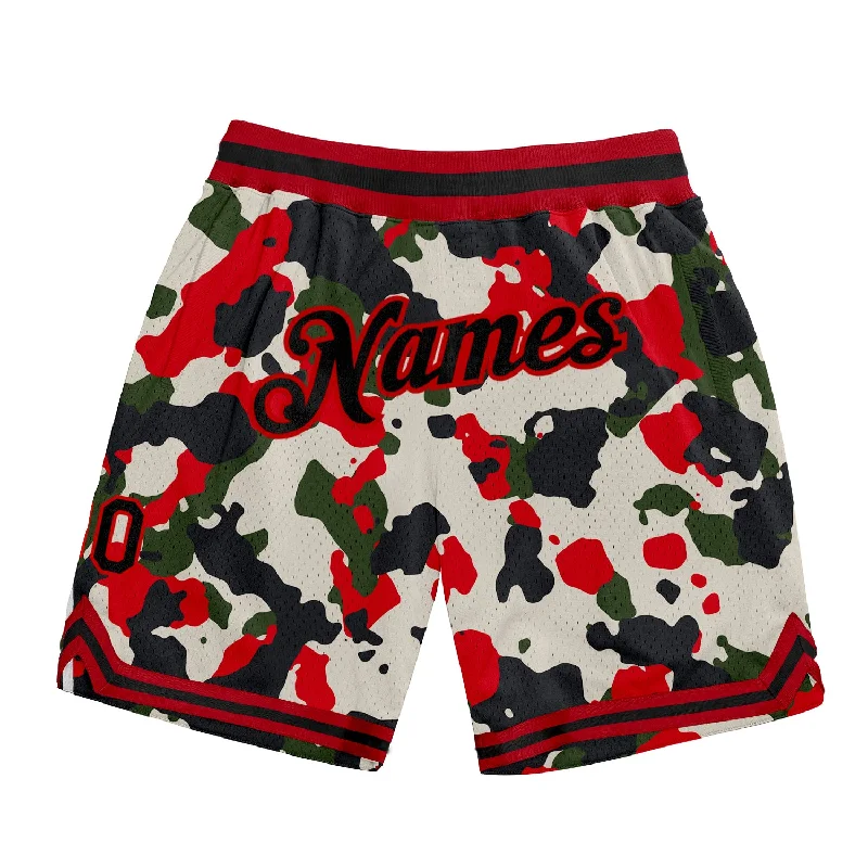 One Size Camo Black-Red Authentic Salute To Service Basketball Shorts