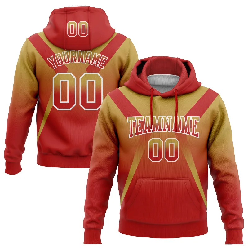 One Size Stitched Old Gold Red-White Fade Fashion Arrow Sports Pullover Sweatshirt Hoodie