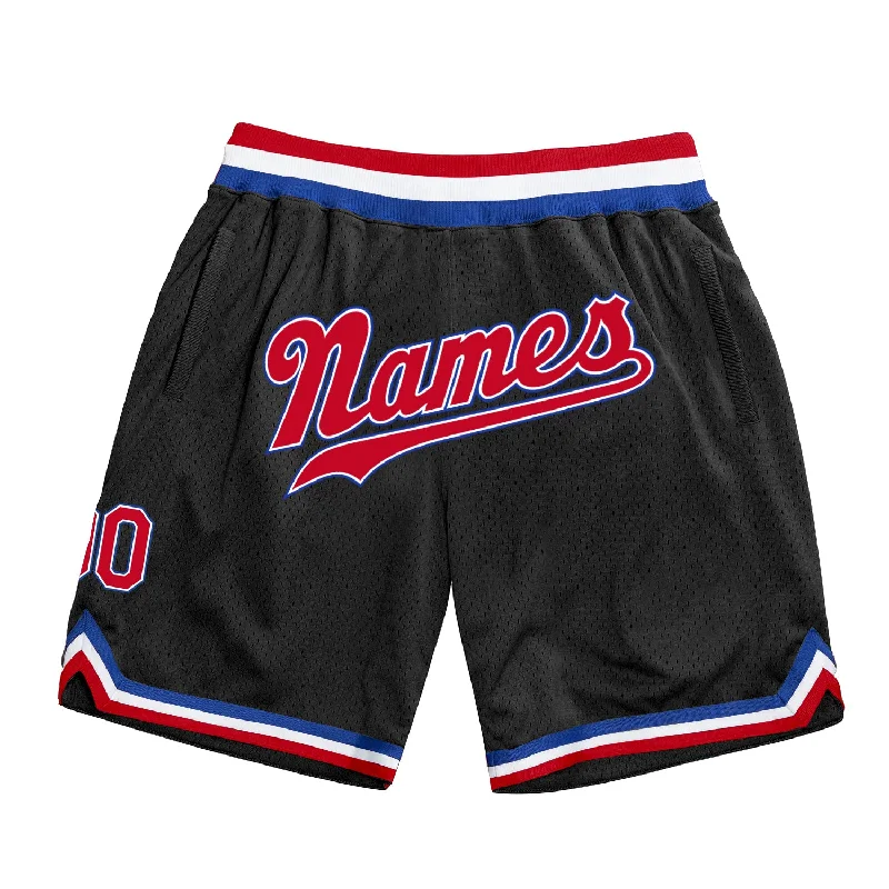 One Size Black Red-Royal Authentic Throwback Basketball Shorts