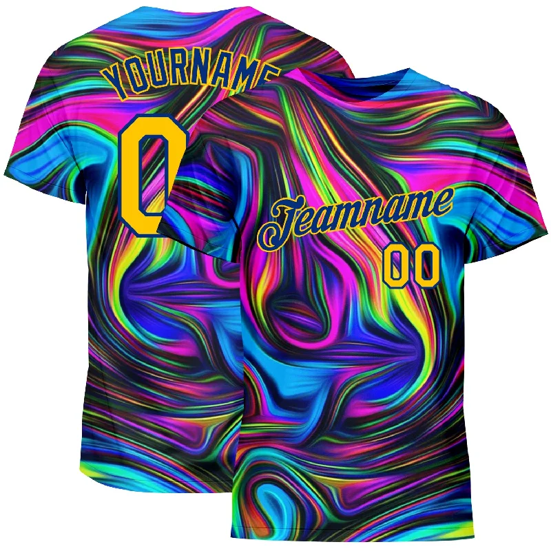 One Size 3D Pattern Design Abstract Colorful Psychedelic Fluid Art Performance T-Shirt