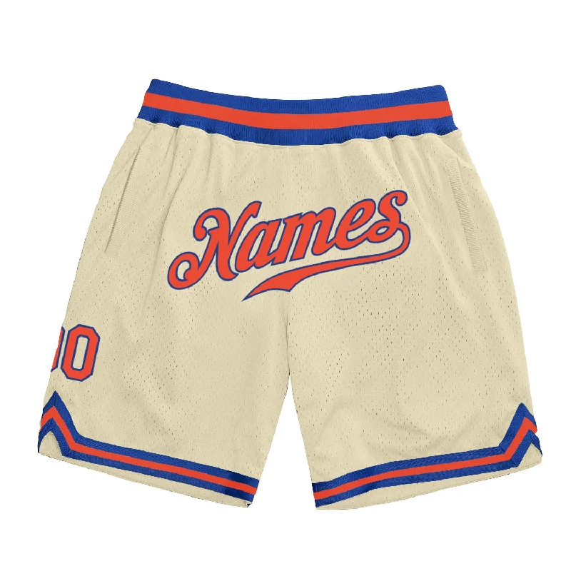 One Size Cream Orange-Royal Authentic Throwback Basketball Shorts