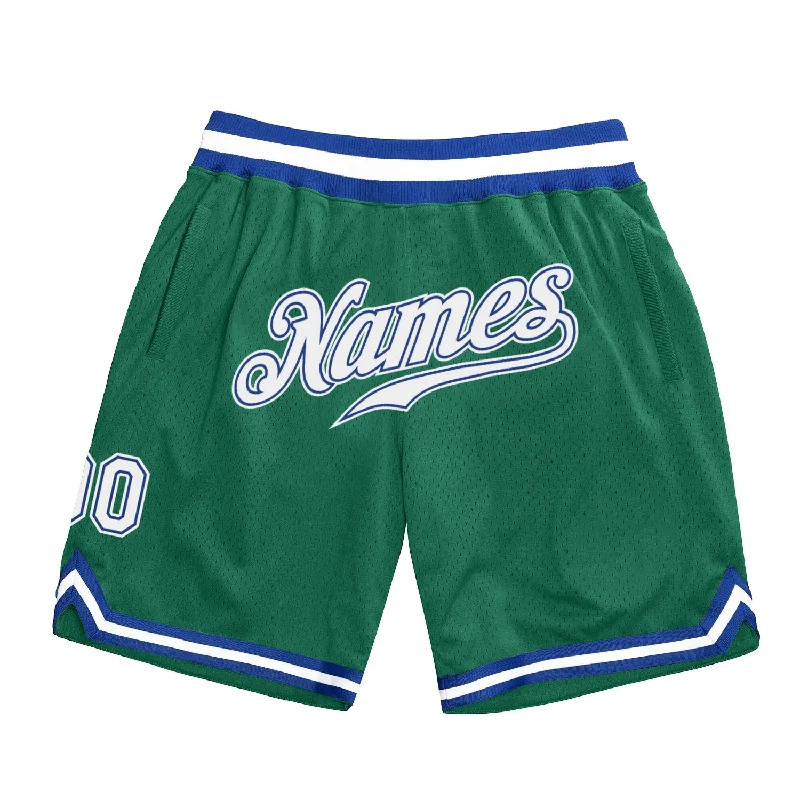 One Size Kelly Green White-Royal Authentic Throwback Basketball Shorts