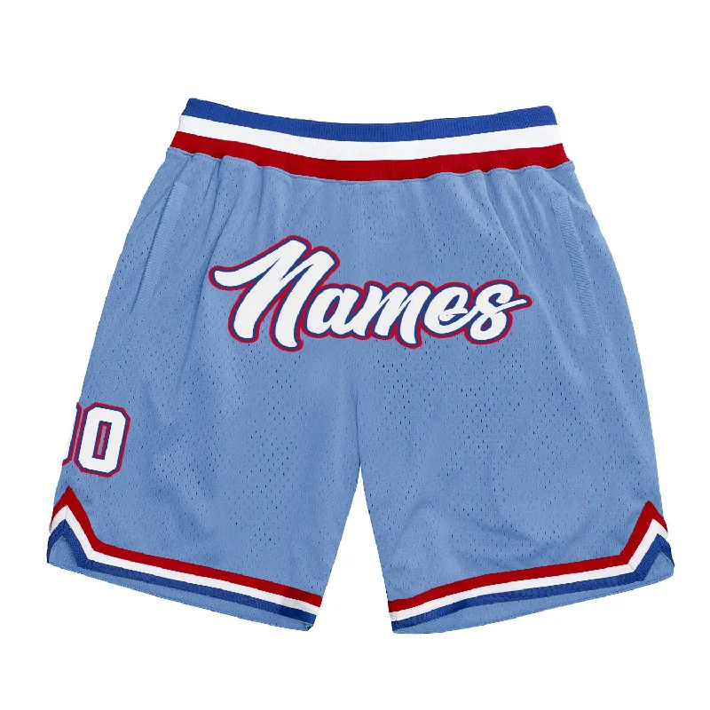 One Size Light Blue White-Royal Authentic Throwback Basketball Shorts