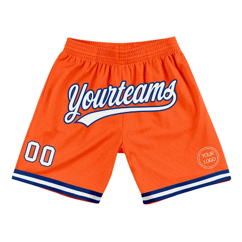 One Size Orange White-Royal Authentic Throwback Basketball Shorts