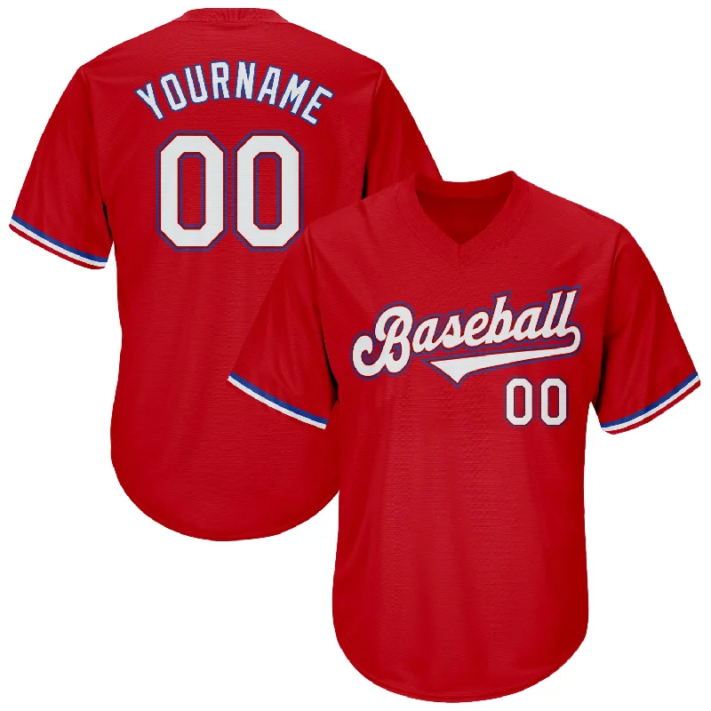 One Size Red White-Royal Authentic Throwback Rib-Knit Baseball Jersey Shirt