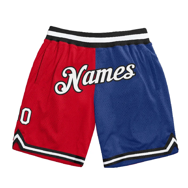 One Size Red White-Royal Authentic Throwback Split Fashion Basketball Shorts