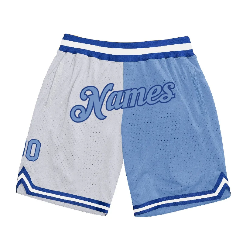 One Size White Light Blue-Royal Authentic Throwback Split Fashion Basketball Shorts