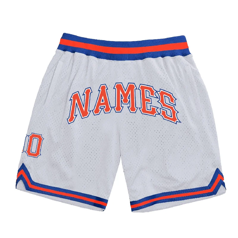 One Size White Orange-Royal Authentic Throwback Basketball Shorts