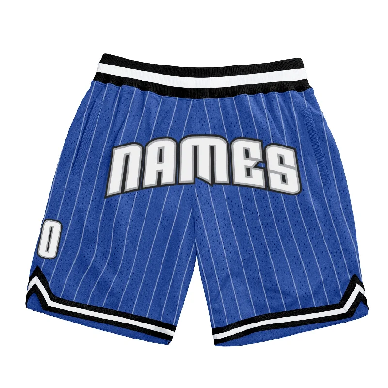 One Size Blue White Pinstripe White-Gray Authentic Basketball Shorts