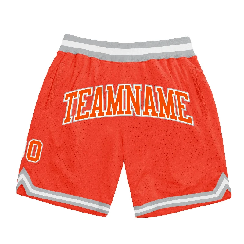 One Size Orange Orange-Gray Authentic Throwback Basketball Shorts