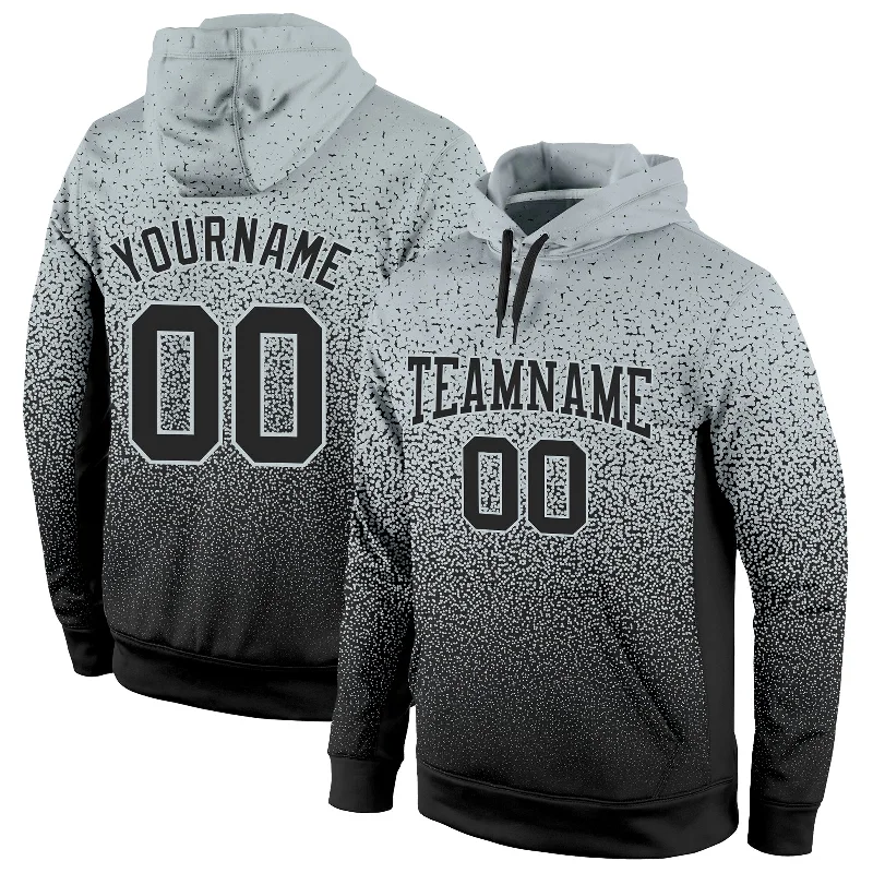 One Size Stitched Silver Black Fade Fashion Sports Pullover Sweatshirt Hoodie