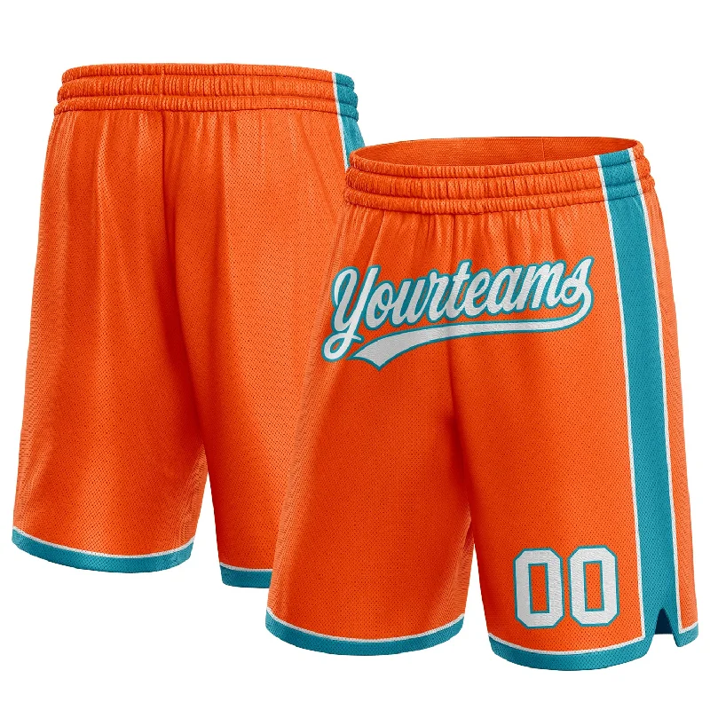 One Size Orange White-Teal Authentic Basketball Shorts