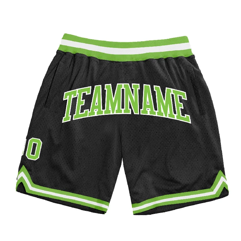 One Size Black Neon Green-White Authentic Throwback Basketball Shorts