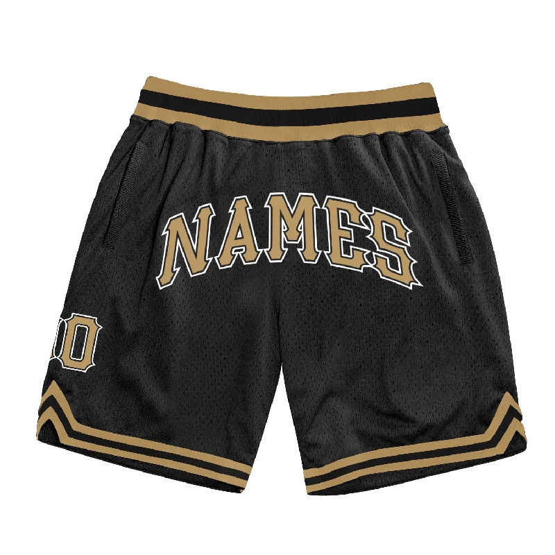 One Size Black Old Gold-White Authentic Throwback Basketball Shorts