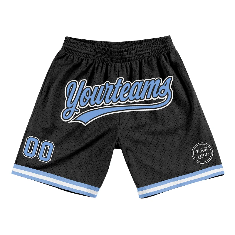 One Size Black Light Blue-White Authentic Throwback Basketball Shorts