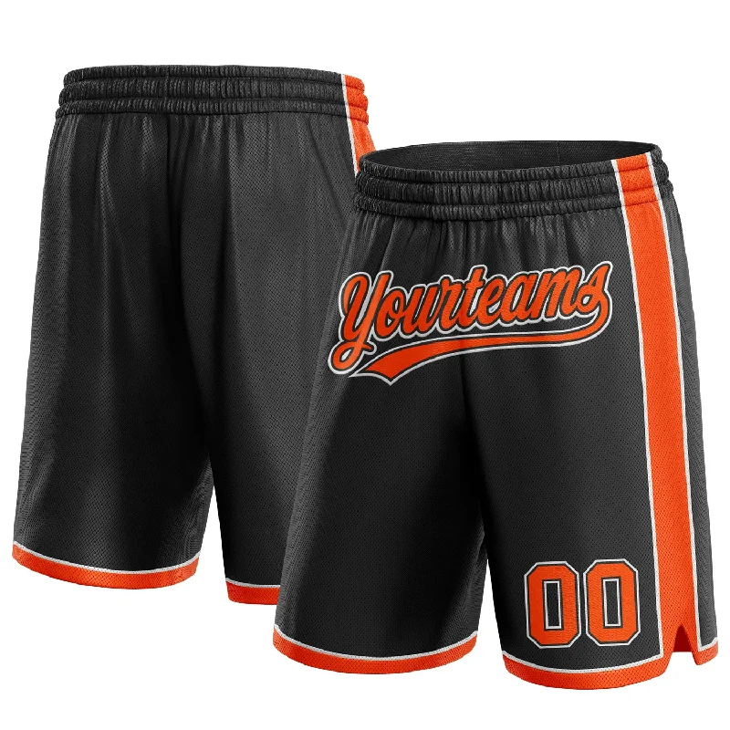 One Size Black Orange-White Authentic Basketball Shorts