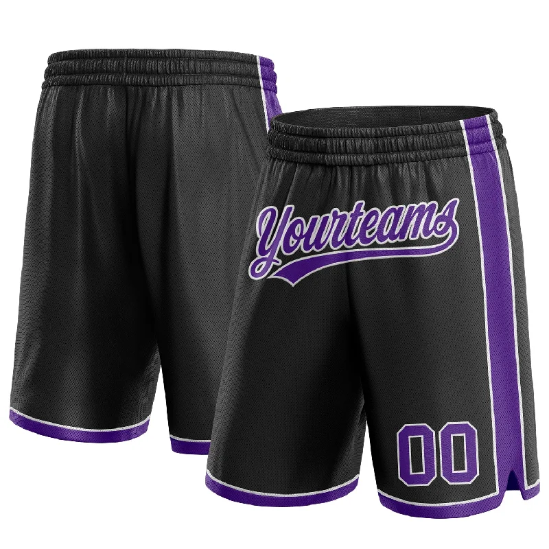 One Size Black Purple-White Authentic Basketball Shorts