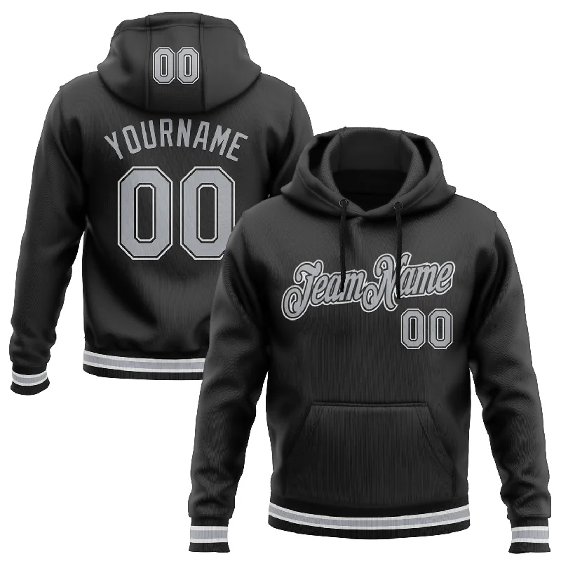 One Size Stitched Black Gray-White Sports Pullover Sweatshirt Hoodie