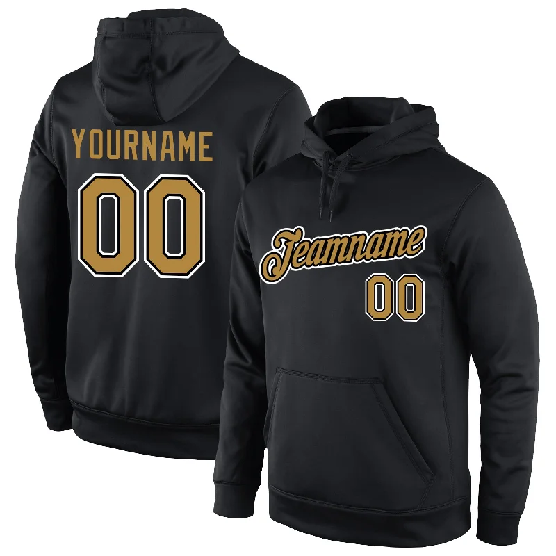 One Size Stitched Black Old Gold-White Sports Pullover Sweatshirt Hoodie