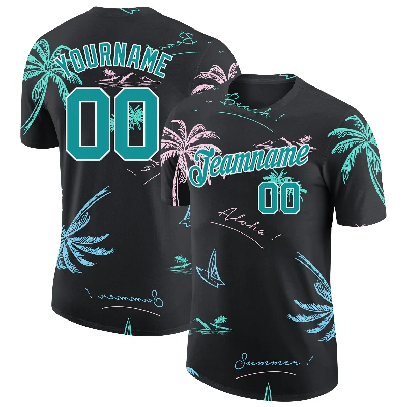 One Size 3D Pattern Design Hawaii Palm Trees Performance T-Shirt