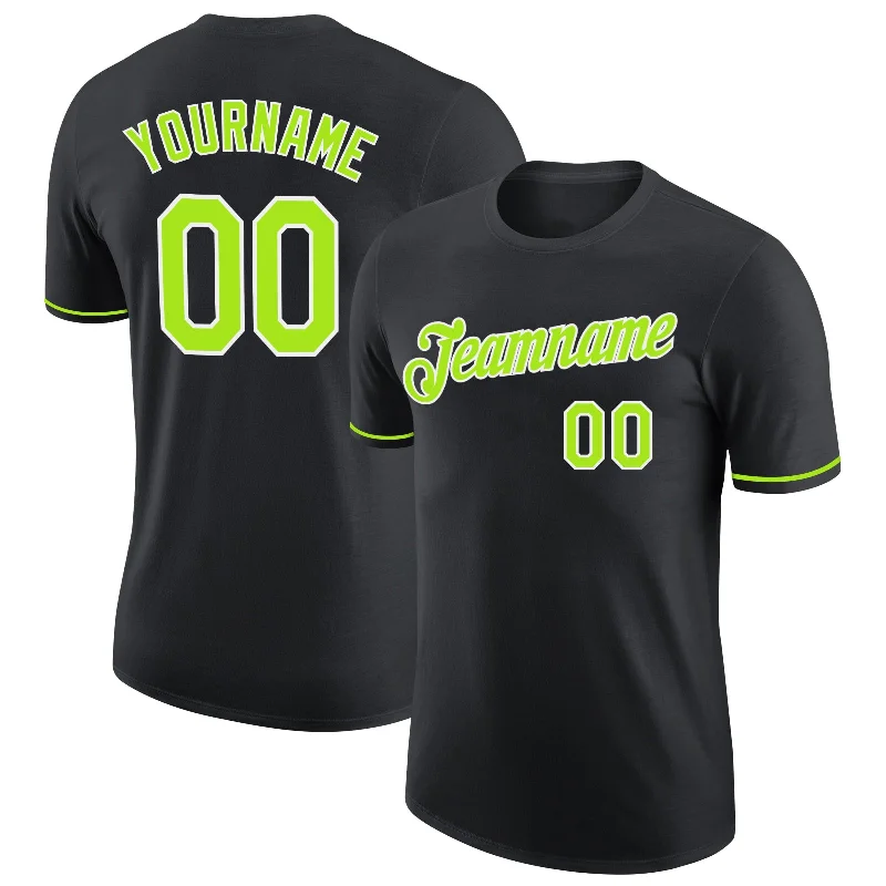 One Size Black Neon Green-White Performance T-Shirt